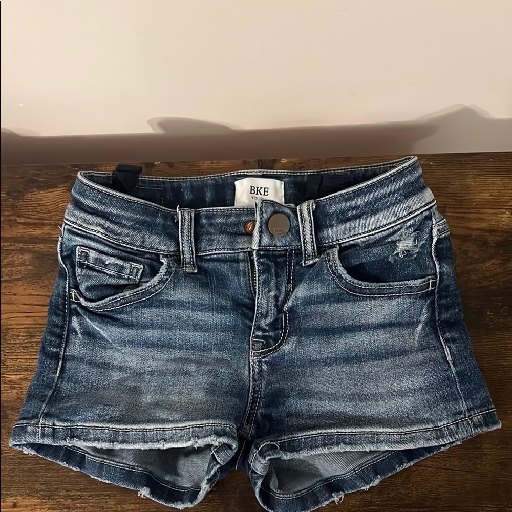 BKE Women's Distressed Blue Jean Shorts